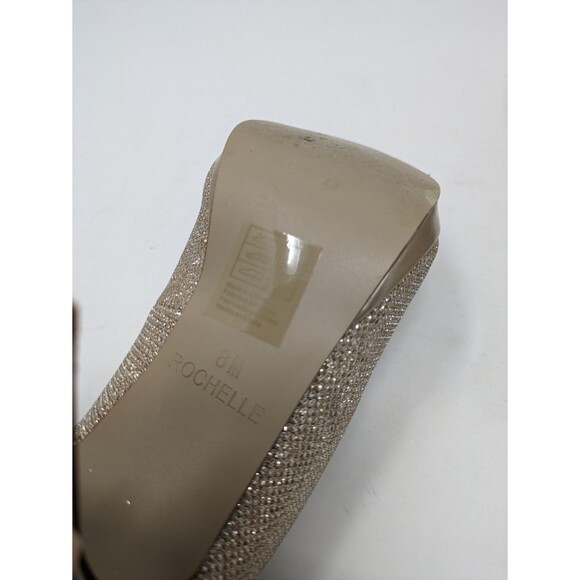 David's Bridal Gold Champagne Shimmer Rochelle Shoes High Heel Sz 8 Wedding Prom - Picture 7 of 10